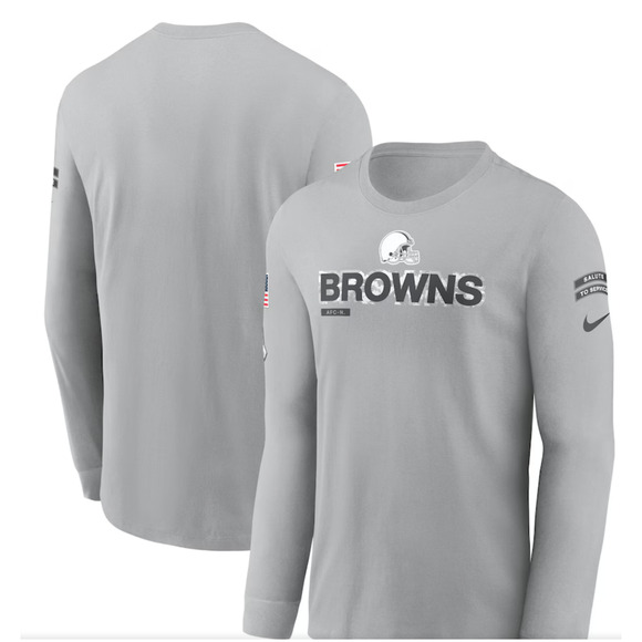NFL NIKE Browns Men’s Gray Long Sleeve Size XXL MSRP $ 50 NWT - Picture 2 of 4